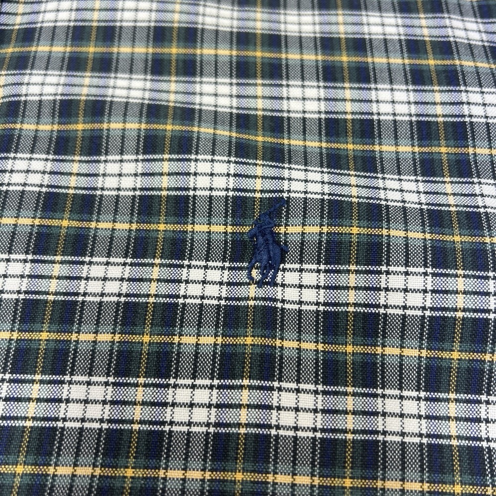 Ralph Lauren Custom Fit Plaid Button Down Shirt Men's XL Blue Green Yellow - Picture 6 of 16